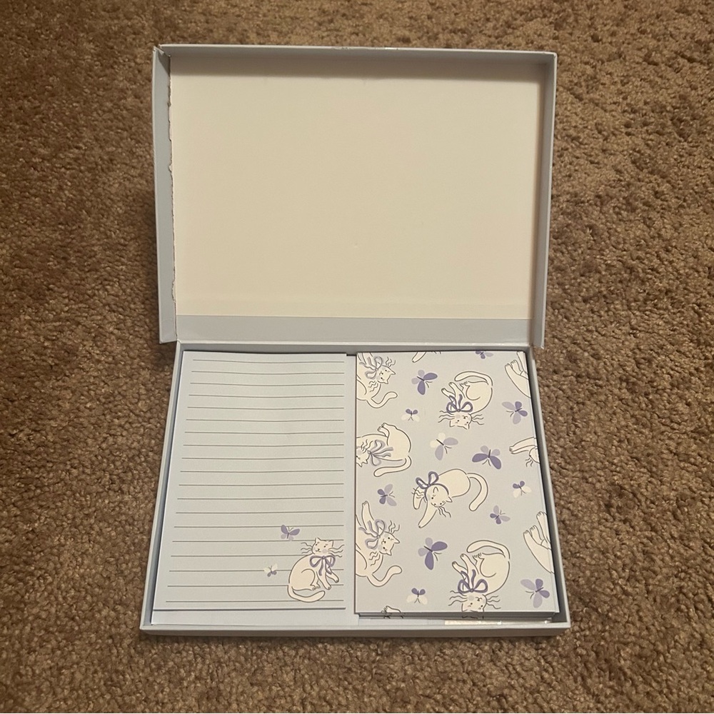 Butterflies and Cats Stationery Set with Lined Notepad